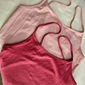 Ribbed Tank Tops With Adjustable Spaghetti Straps-TWO for the price of one